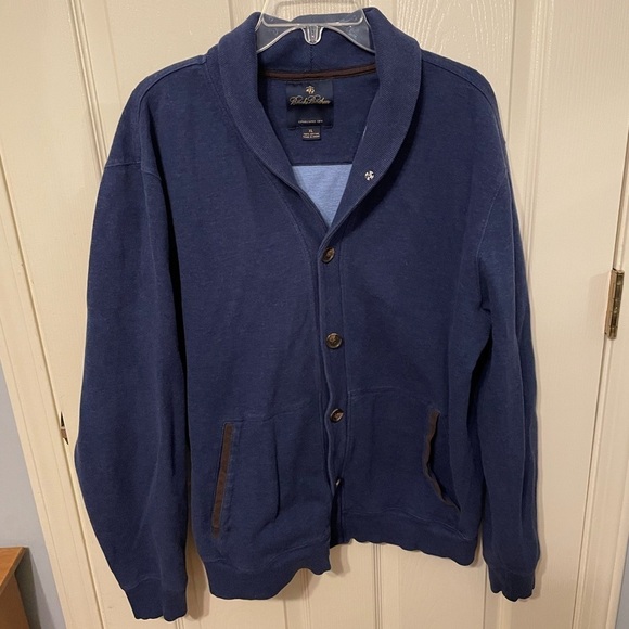 Brooks Brothers Shawl Collar Button Front Cardigan Cotton XL Blue - Picture 1 of 6